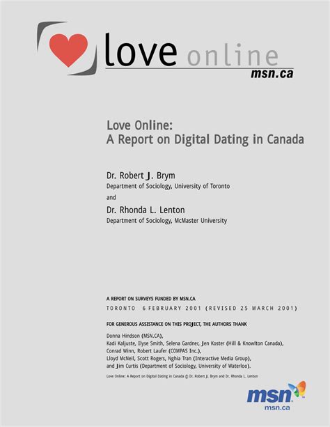 love online a report on digital dating in canada